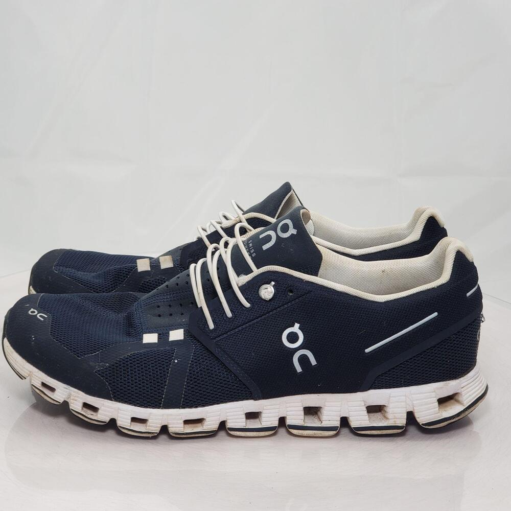 On Cloud 5 Running Shoes Men 10.5 Blue Mesh Low Top CloudTec Athletic Sneaker